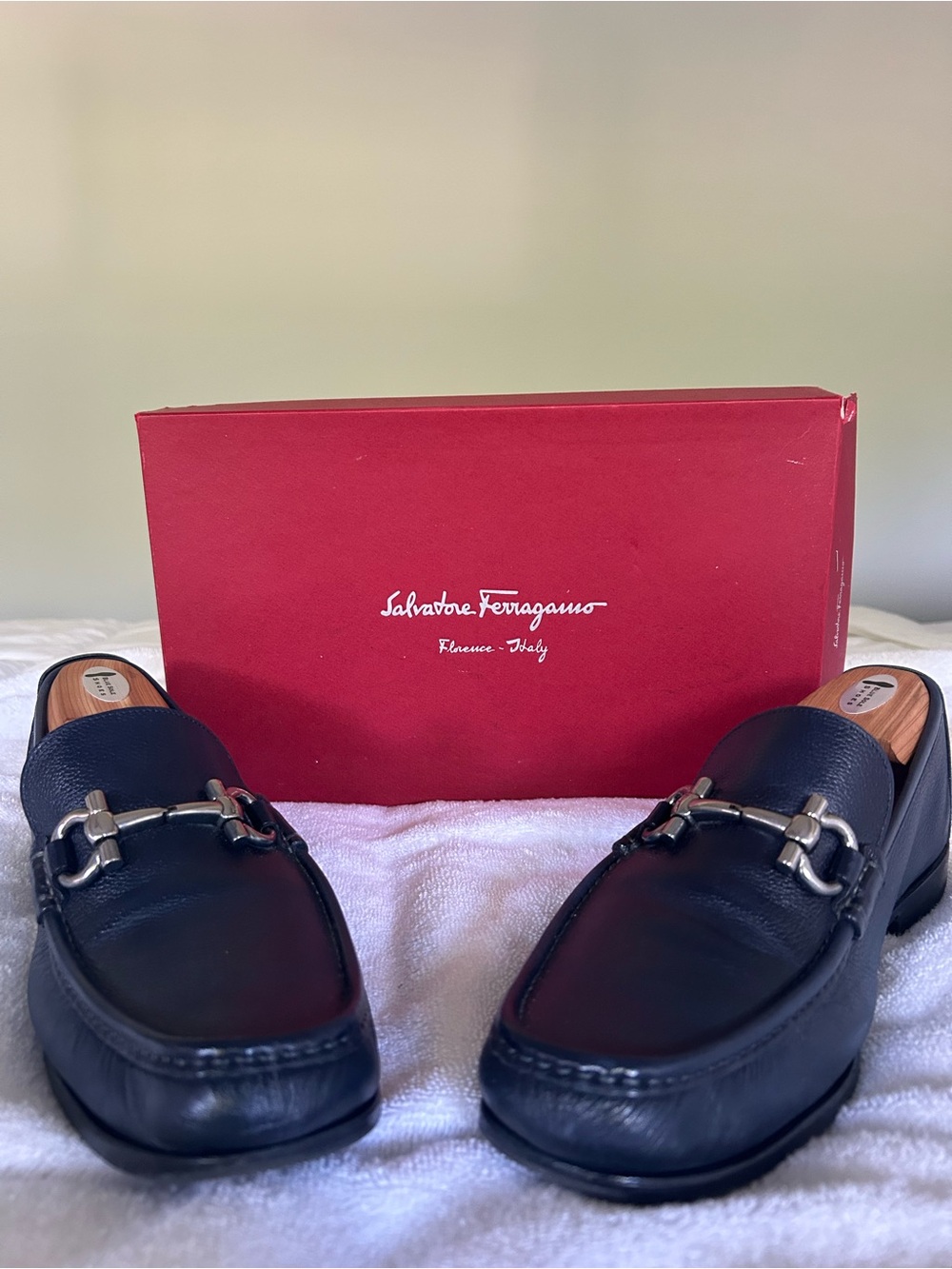 Salvatore Ferragamo Men’s Blue Leather Bit Loafers